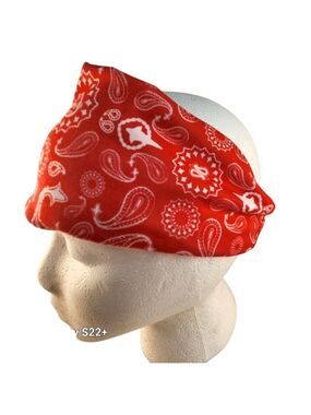Red Paisley Print Bandana Headband/Neck Gaiter Multifunctional Unisex Accessory